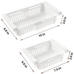 4 pack White Plastic Retractable Refrigerator  Baskets - Babies Hunt