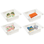 4 pack White Plastic Retractable Refrigerator  Baskets - Babies Hunt