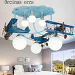 American retro aircraft hanger lights children's room boys and girls bedroom creative cartoon LED iron ceiling lamp - Babies Hunt